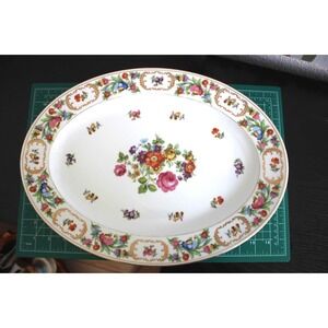 Noritake China Dresalda 3849 Oval Serving Platter 16 Inch Floral Gold Trim Japan